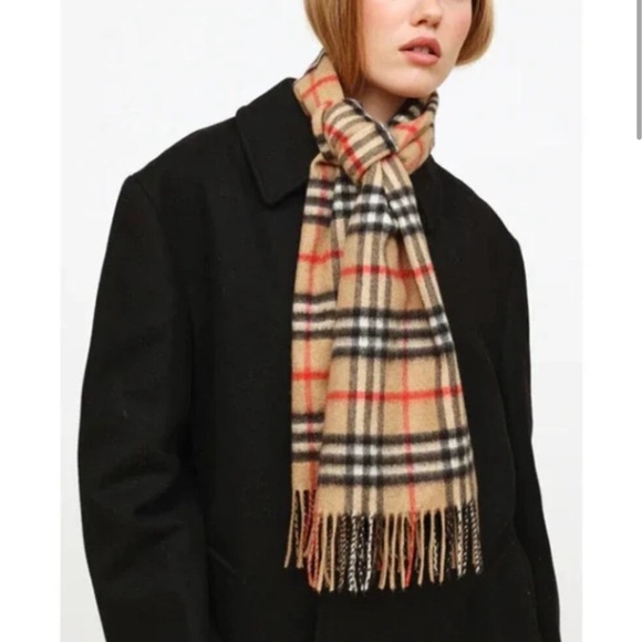 Burberry 100% Cashmere Scarf House Check Plaid‎ Full Length Fringe - Picture 1 of 7
